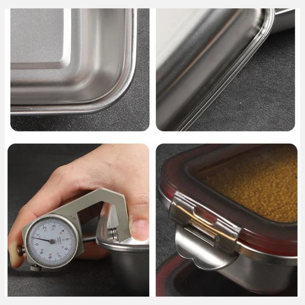 Conjunto de Pote Hermético de Aço inoxidável